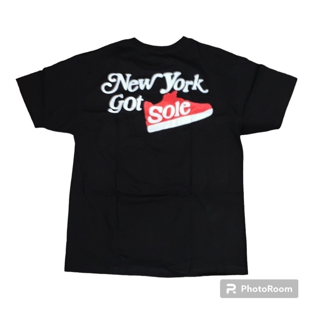 NWT GOT SOLE NY tee shirt size large small black puff print unisex big apple - Picture 9 of 9